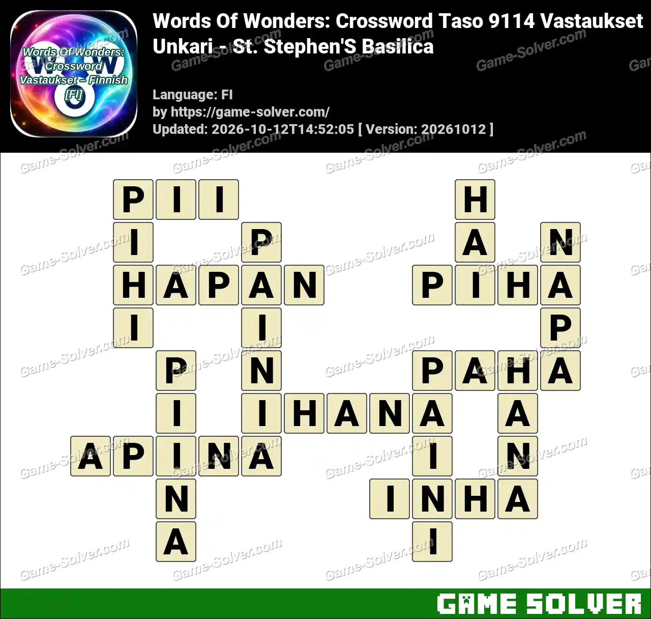 Words Of Wonders: Crossword Taso 9114 Vastaukset – Unkari – St. Stephen’S Basilica
